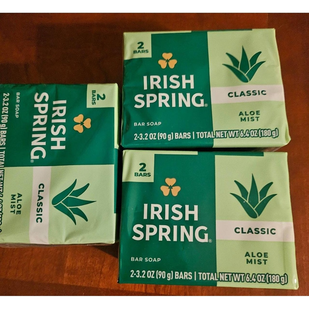 Irish Spring Classic Aloe Mist Deodorant Bar Soap 12-Hour‎ Fresh 6 Bars Total